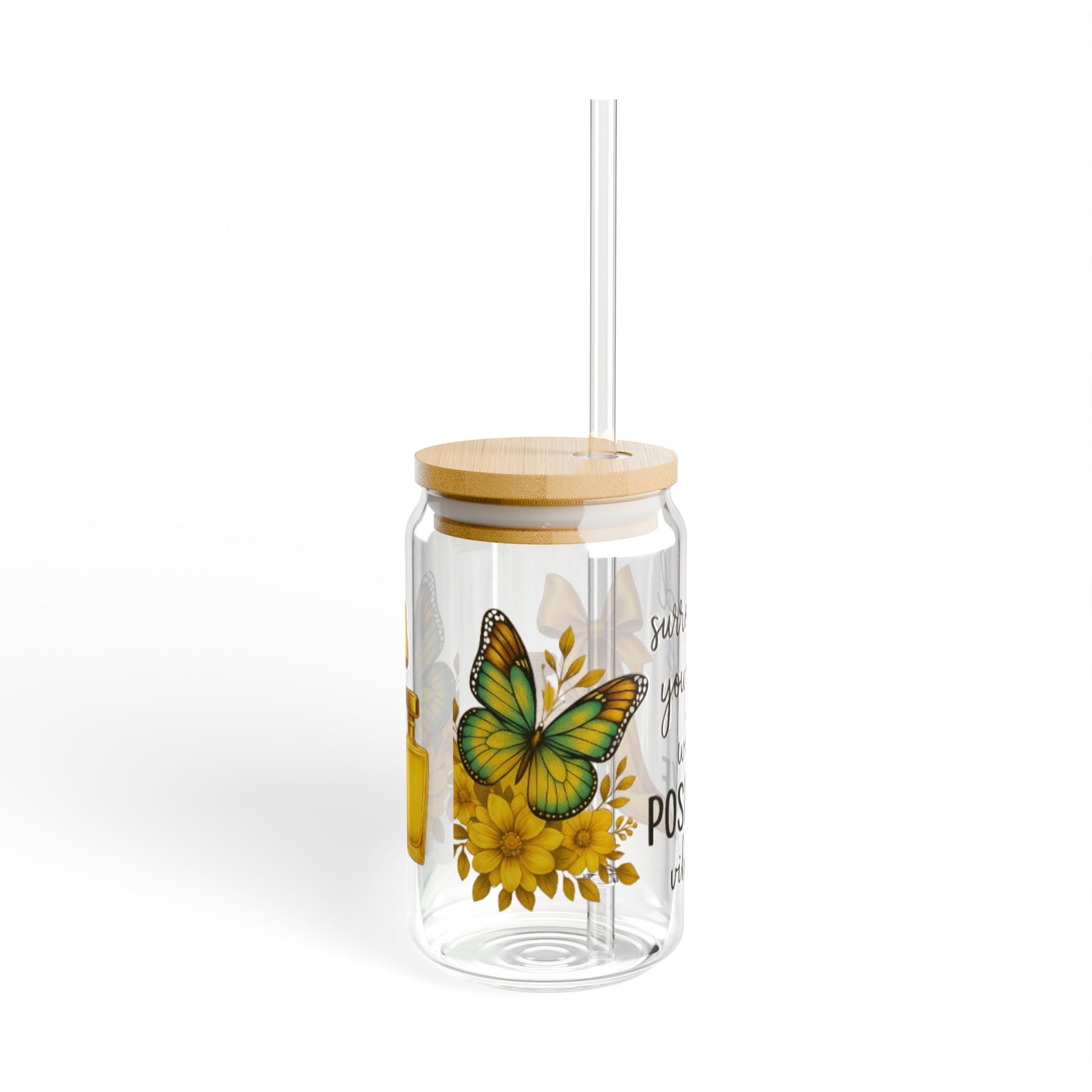 Positive Vibes Sipper Glass | 16oz Eco-Friendly Drinkware | Indoor/Outdoor Use | Great Gift for Friends and Family