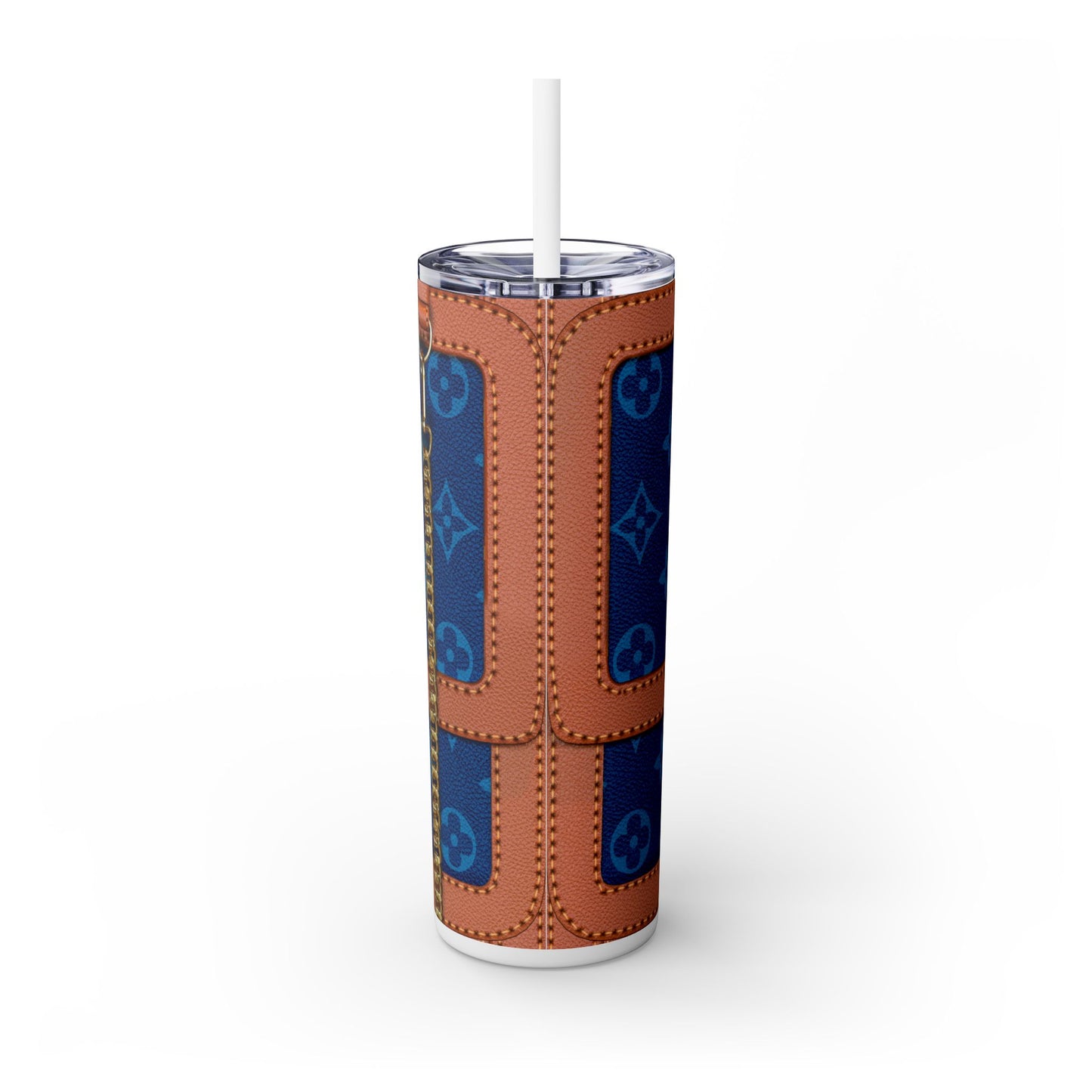 Louie Blue Skinny Tumbler with Straw, 20oz, Purse Tumbler