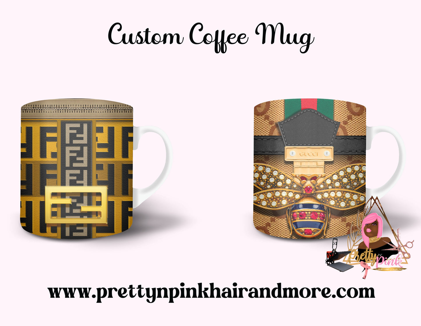 “Name Brand Purse-inspired reusable coffee cups with high-fashion print, styled for luxury lovers, available at PrettyNPinkHairandMore.com and Stan Store” Coach, Hermes, LV, MK, YSL