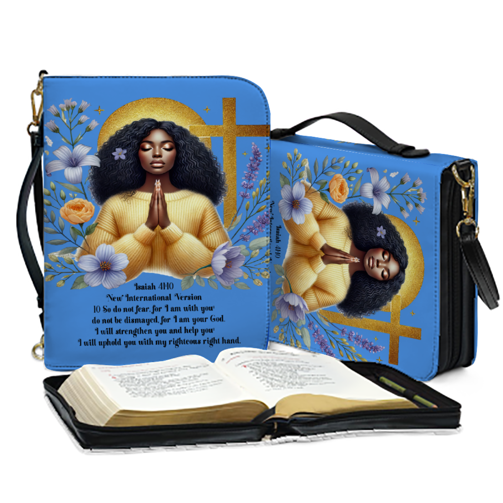 Blue & Gold ISAIAH 41:10  PU Bible Bag Strap Style Chic and Practical Fashion PU Leather Strap Bag