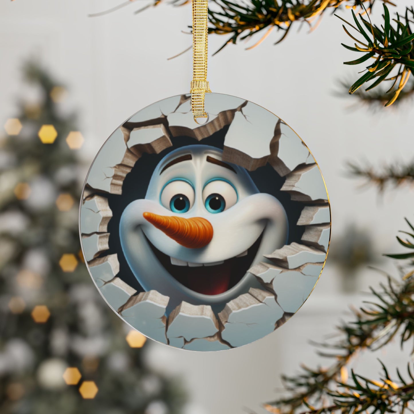 Snowman Break Through Acrylic Ornaments, Christmas Ornaments, Holiday, Gifts