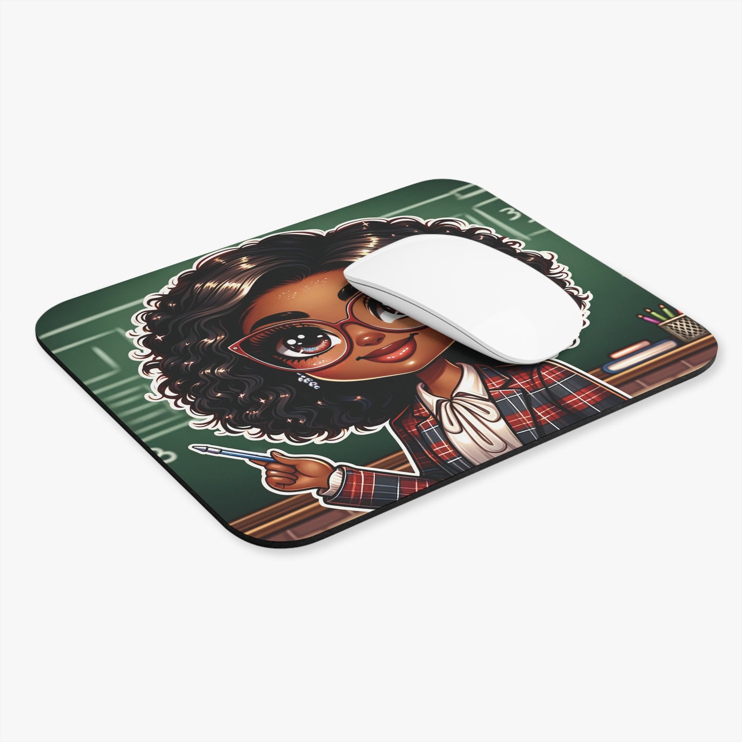 Mouse Pad (Rectangle) Teacher Series #18- African American & Caucasian