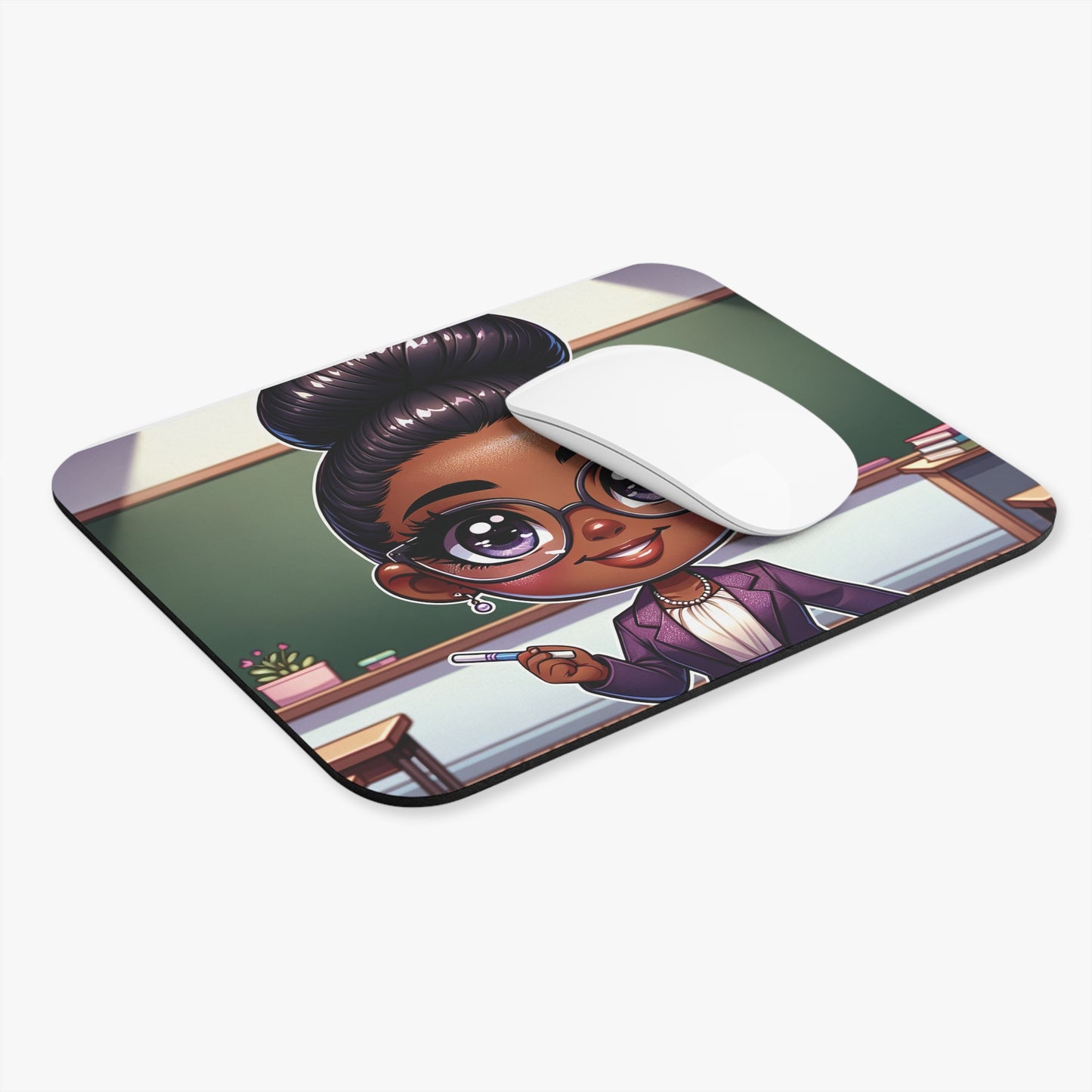 Mouse Pad (Rectangle) Teacher Series #10- African American & Caucasian