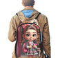 Pretty N Pink Caucasian Backpack Fabric Backpack with Side Mesh Pockets