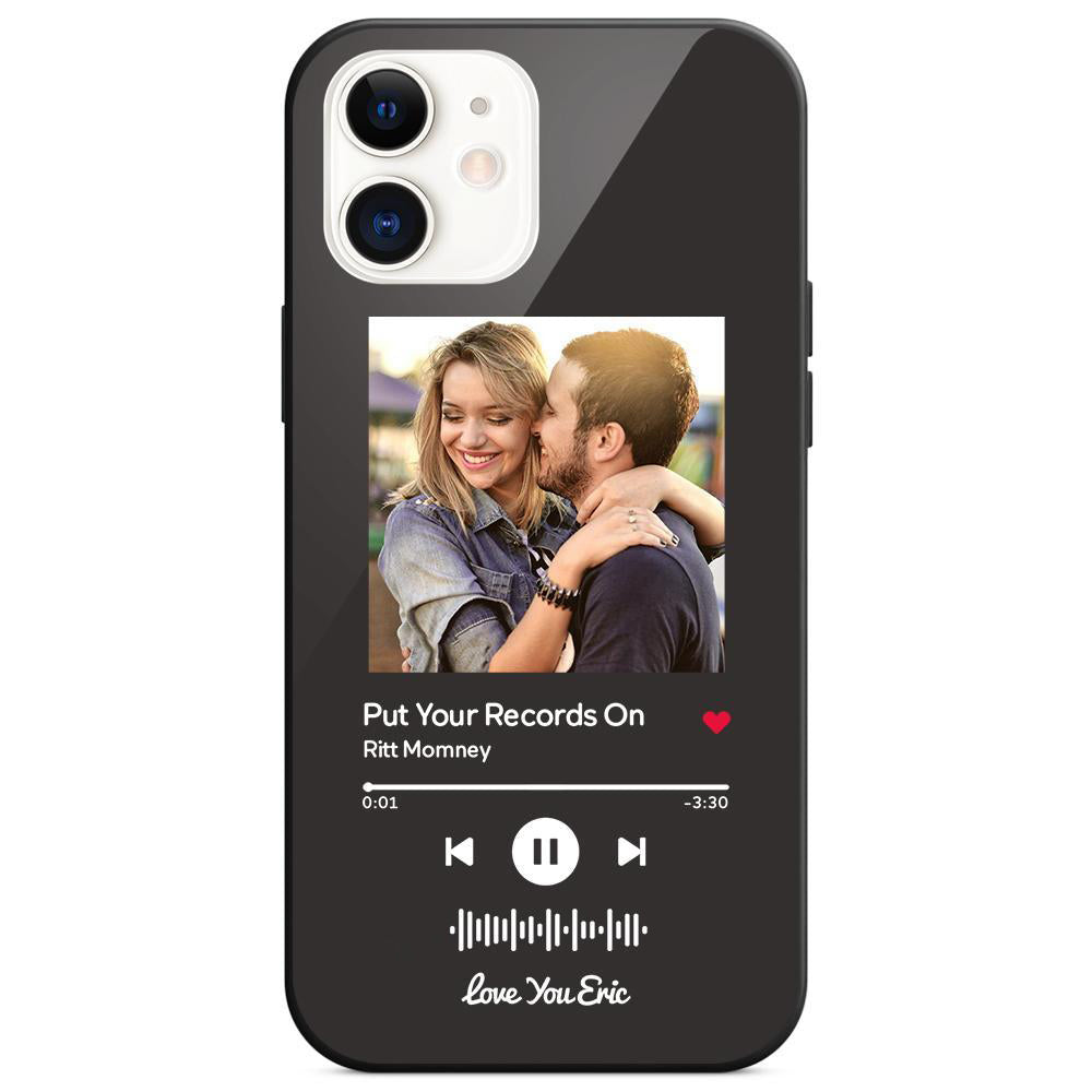 Custom Scannable Music Code Glass iPhone Cases with Picture