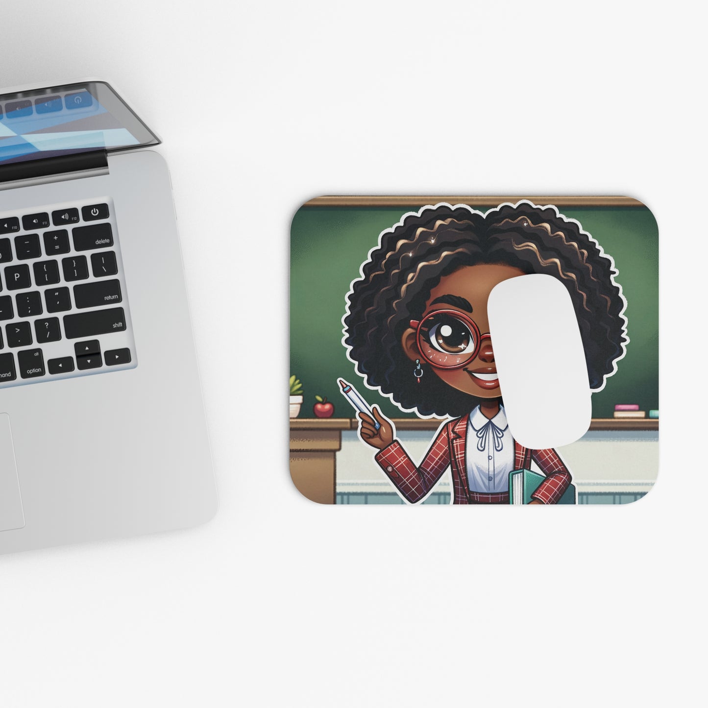 Mouse Pad (Rectangle) Teacher Series #19- African American & Caucasian