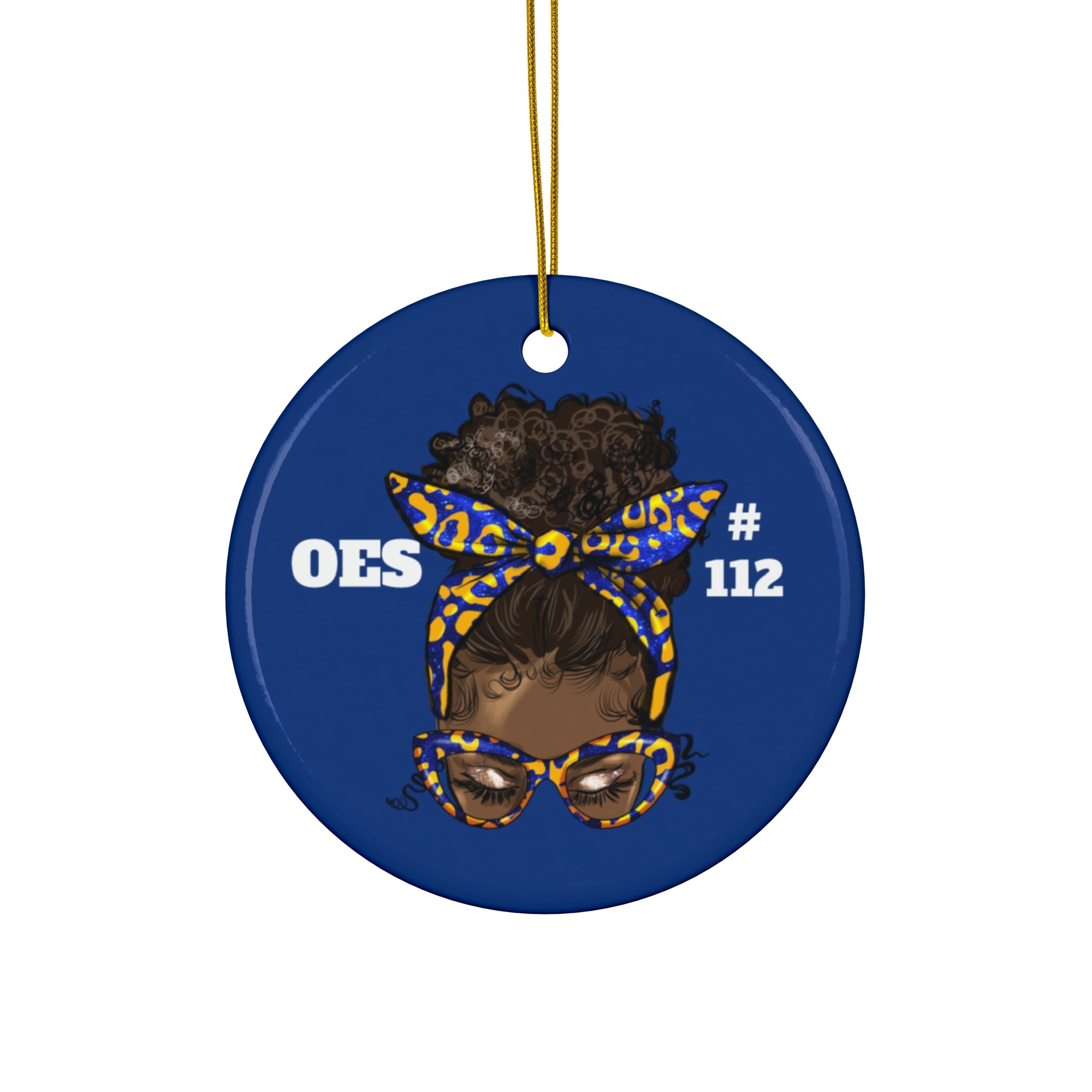 Blue & Yellow OES Ceramic Ornament - Order of the Eastern Star Christmas Gift Exchange