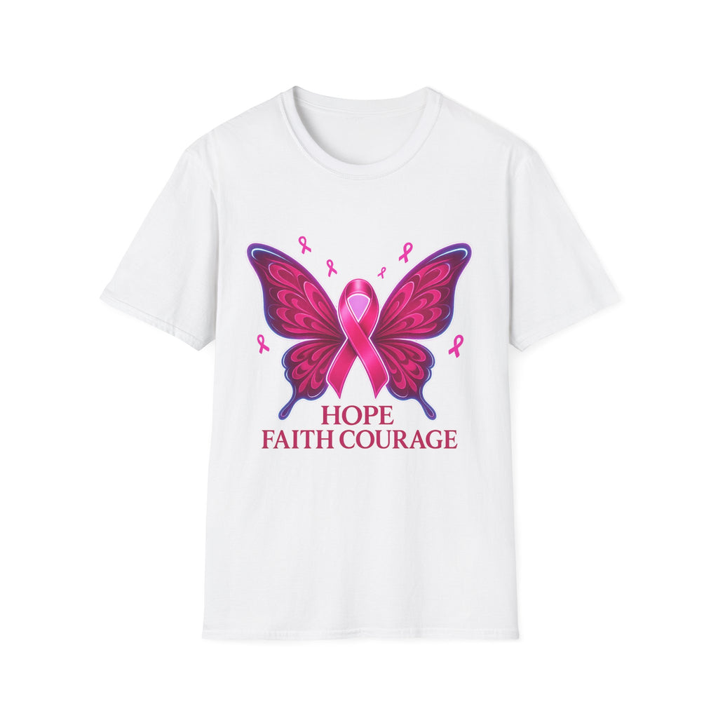 Hope Courage Butterfly T-Shirt | Breast Cancer Awareness Tee, Gift for Her, Motivational Shirt, Inspirational Fashion, Supportive Apparel