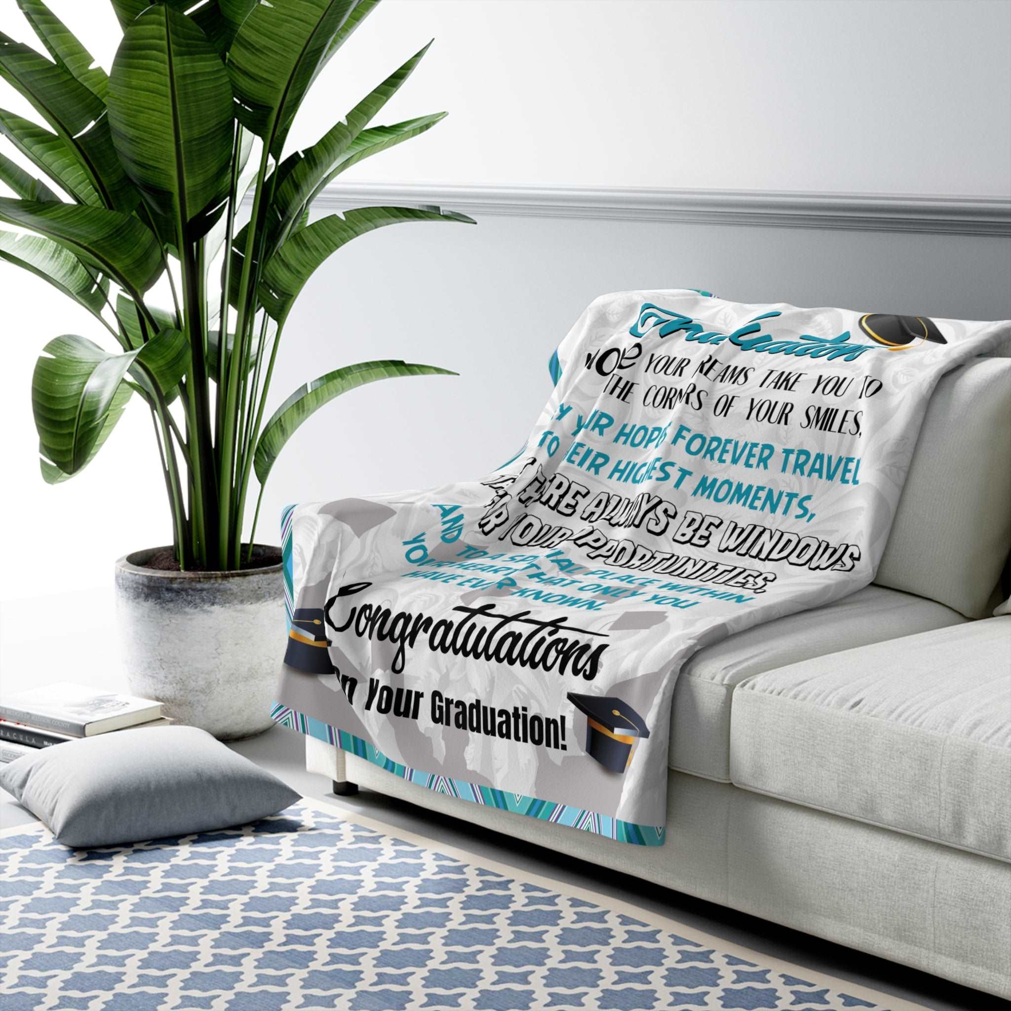2024 Graduation Sherpa Fleece Blanket - Perfect Keepsake Gift for Grads | High-Quality, Cozy & Customizable