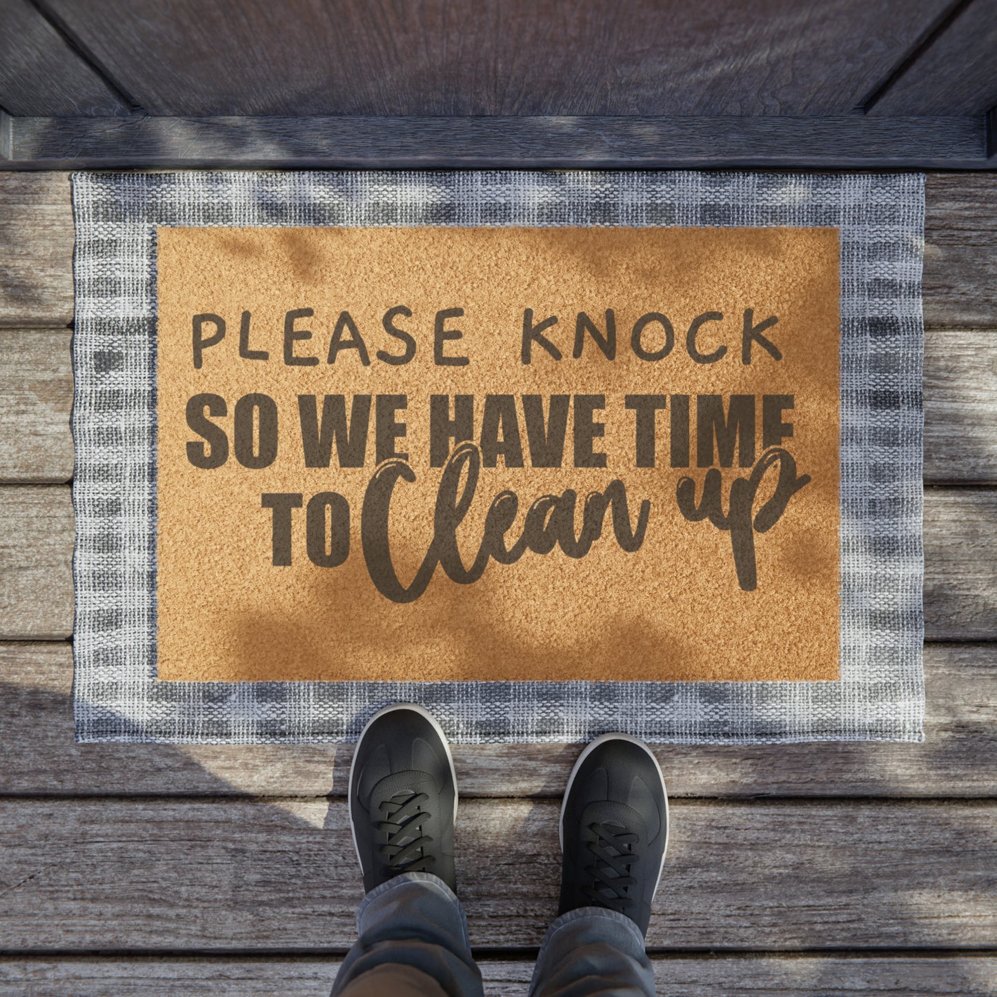 Please Knock So We Have Time To Clean Doormat, Funny Doormat, Welcome Doormat