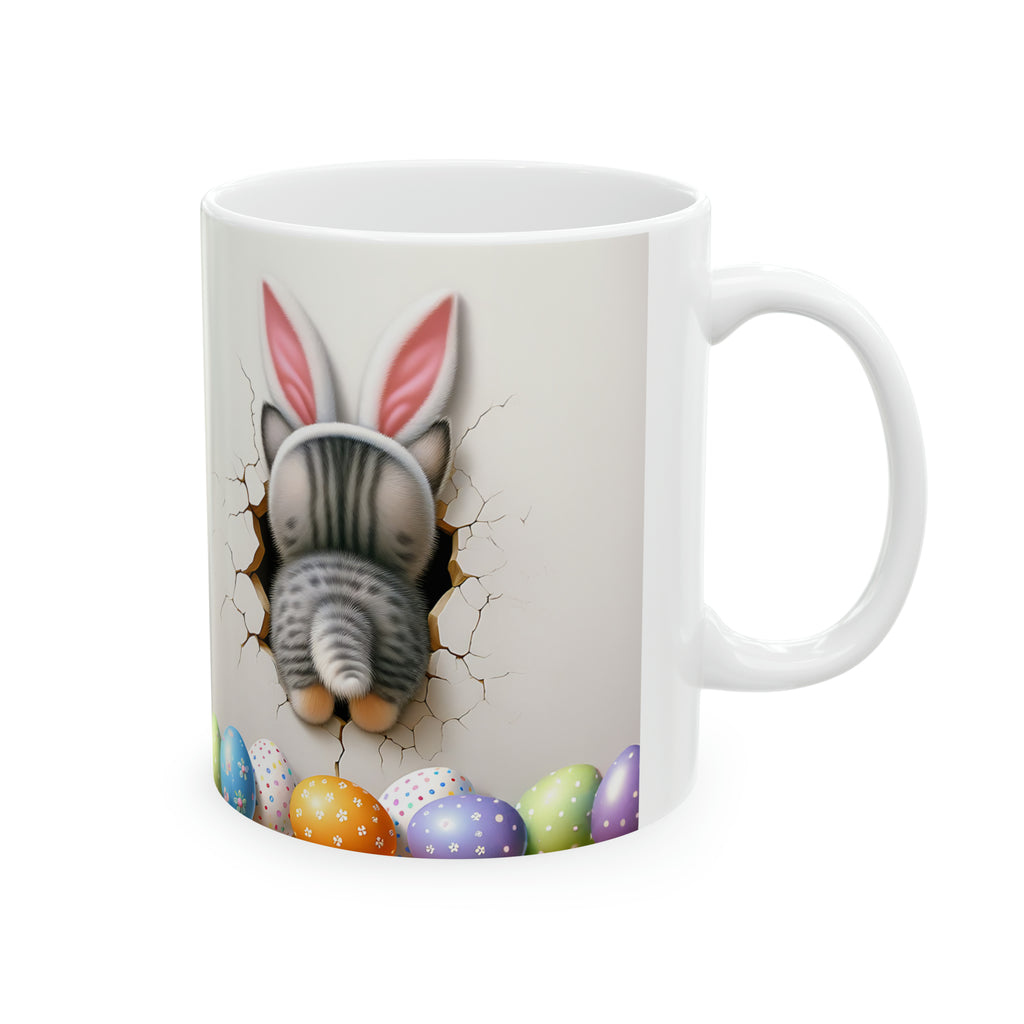 Easter Kitten 3D, Easter Bunny, Easter Peek A Boo Design #6, Easter 2024, Ceramic Mug, 11oz