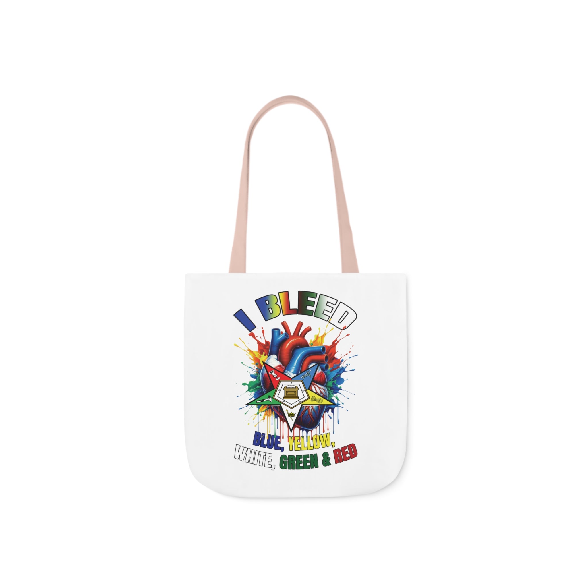 I Bleed OES, Order of the Eastern Star, Sistar, Sisterhood, Eastern Star, Sorority, Canvas Tote Bag, 5-Color Straps