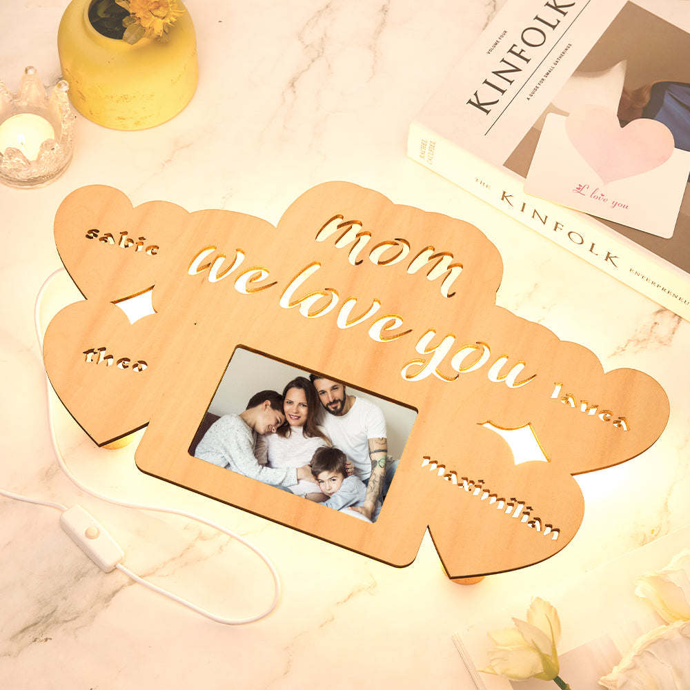 Custom Engraved Name Night Lamp Photo Frame Night Light for Mom