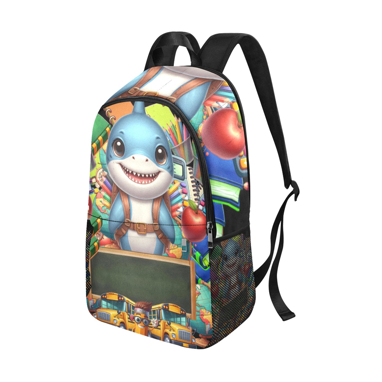 Mr. Whale Fabric Backpack with Side Mesh Pockets