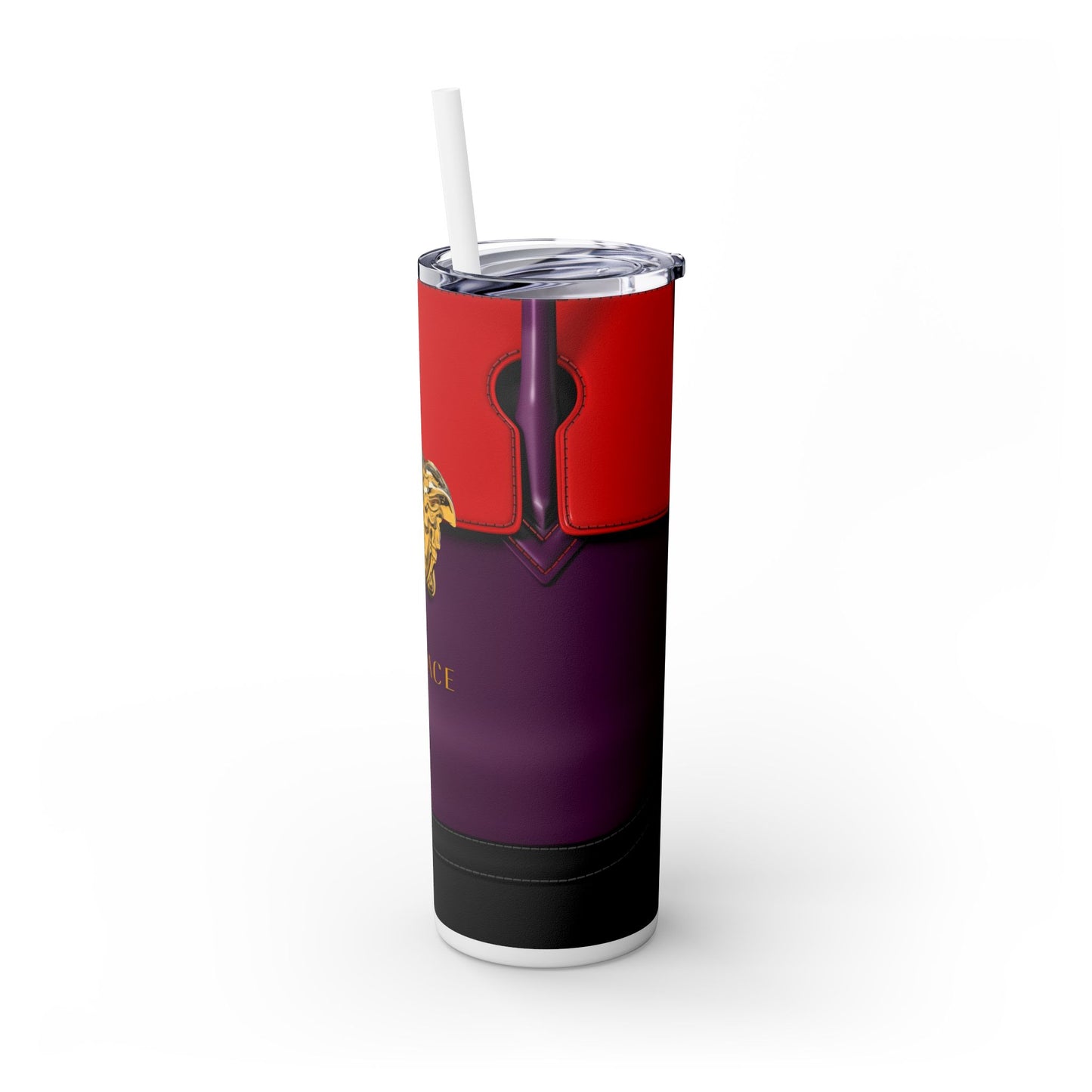 Versace Purple & Red Skinny Tumbler with Straw, 20oz