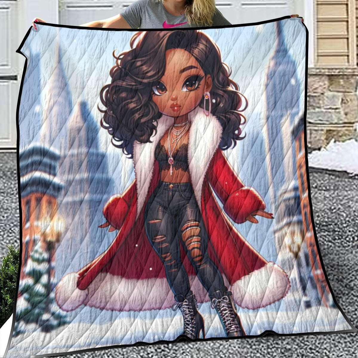 a poster of a woman with a scarf on 