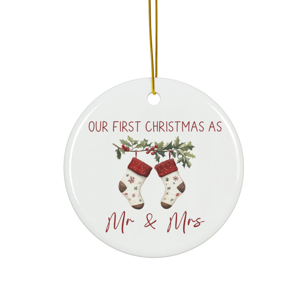 Our First Christmas as Mr & Mrs Christmas Ceramic Ornament, Custom Family Ornament, Personalized Christmas Ornament