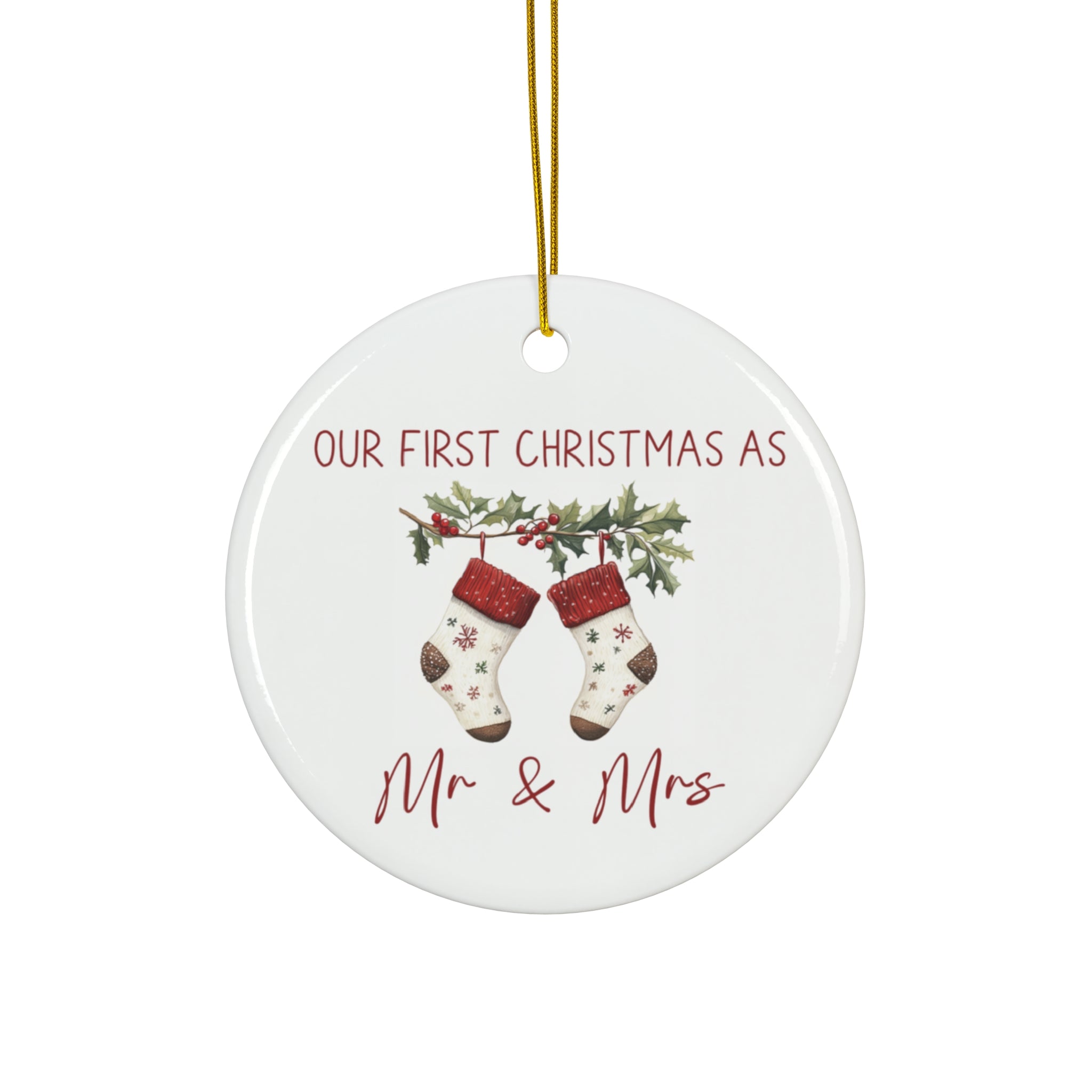 Our First Christmas as Mr & Mrs Christmas Ceramic Ornament, Custom Family Ornament, Personalized Christmas Ornament