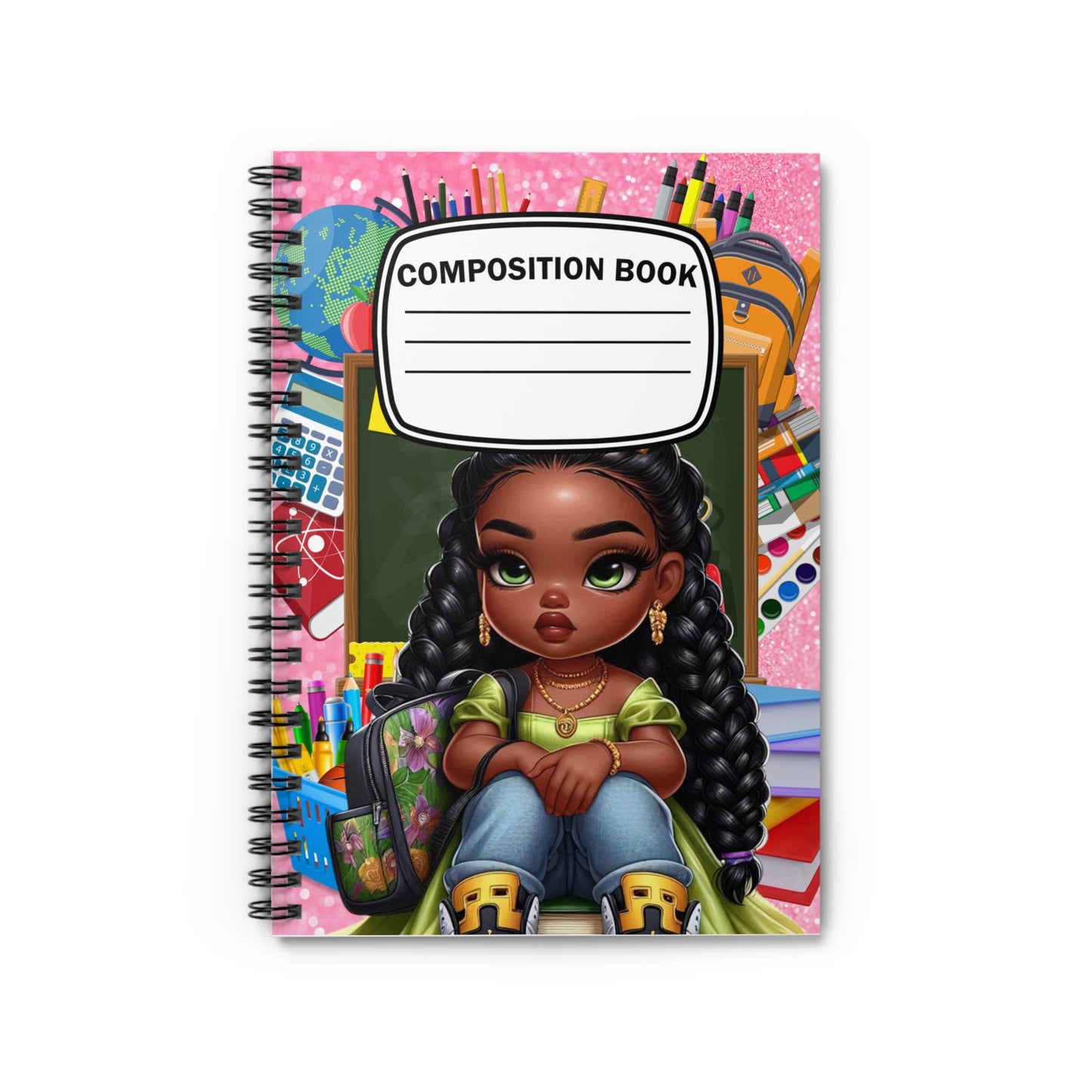 African American Braids Custom Back to School Spiral Notebook - Ruled Line