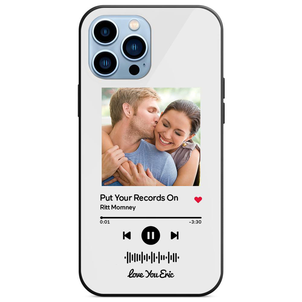 Custom Scannable Music Code Glass iPhone Cases with Picture