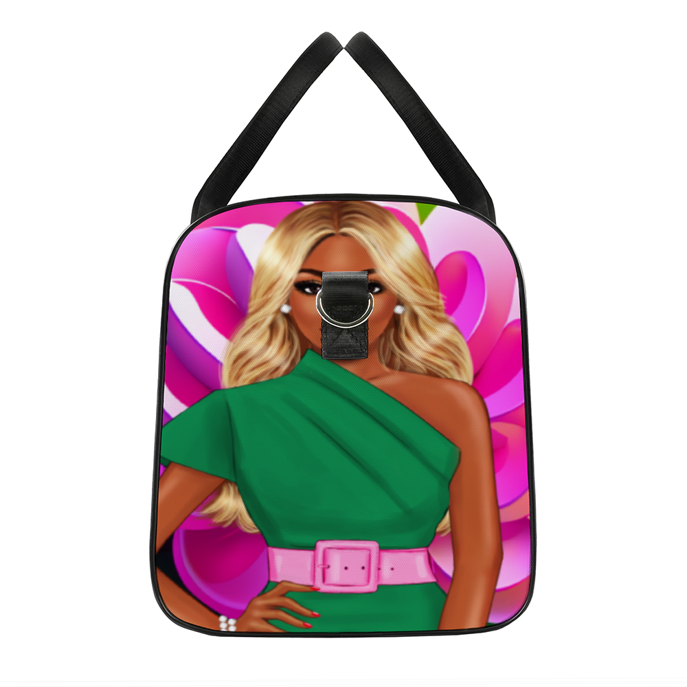 AKA Pink and Green Travel Luggage Gym Bags Duffel Bags