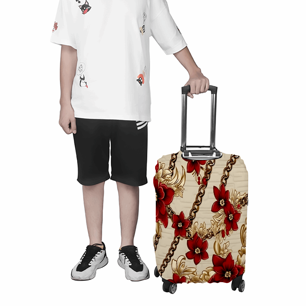 Light Brown & Burgandy Luggage Case Covers Travel Suitcase Covers