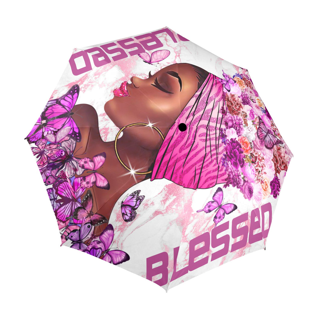 Blessed Purple Umbrella Semi-Automatic Foldable Umbrella (Model U12) | Semi-Automatic Foldable Umbrella (U12) | e-joyer