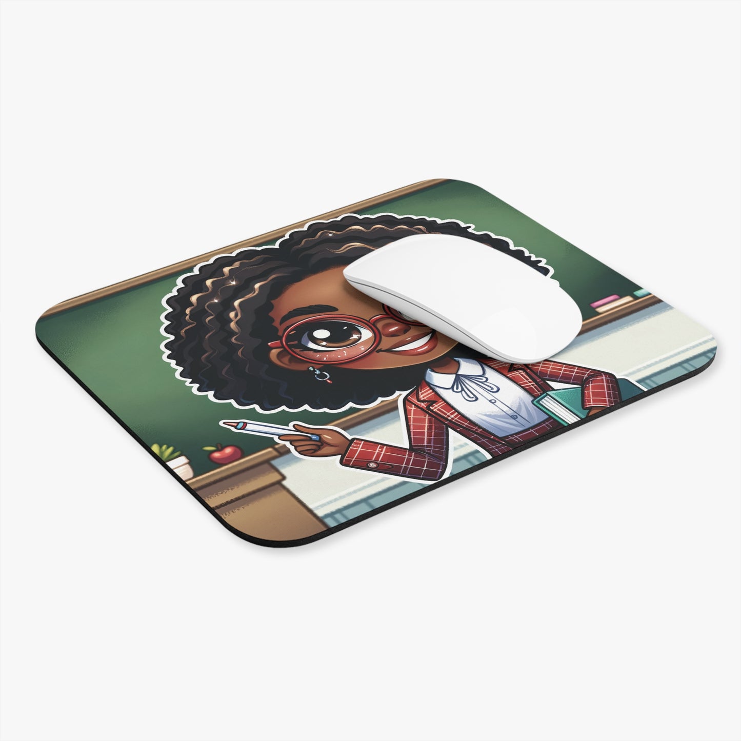 Mouse Pad (Rectangle) Teacher Series #19- African American & Caucasian