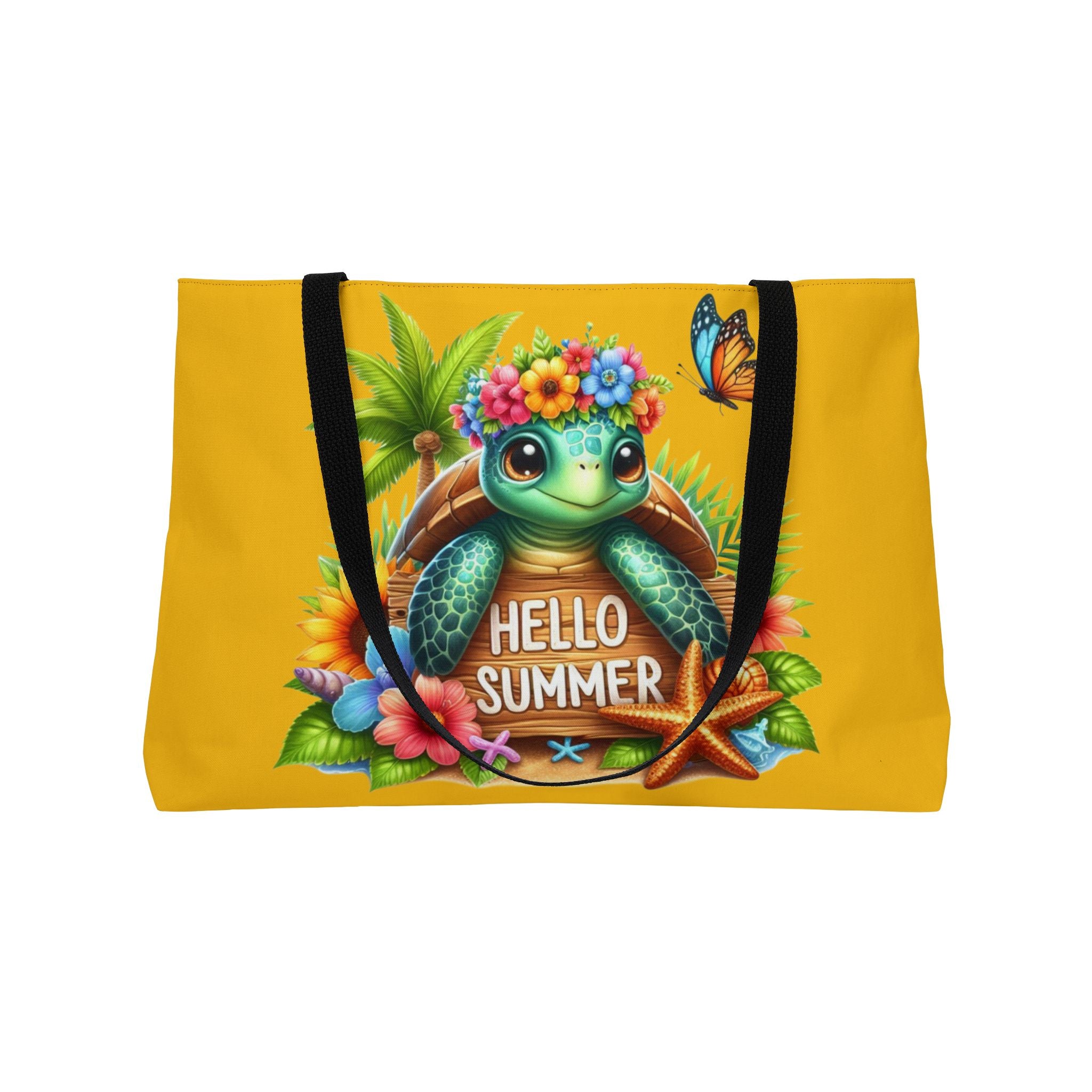 Hello Summer Turtle Weekender Tote Bag | Fun Beach Travel Bag