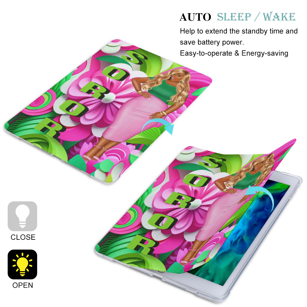 AKA Pink and Green Stand iPad Case with Apple Pencil Holder