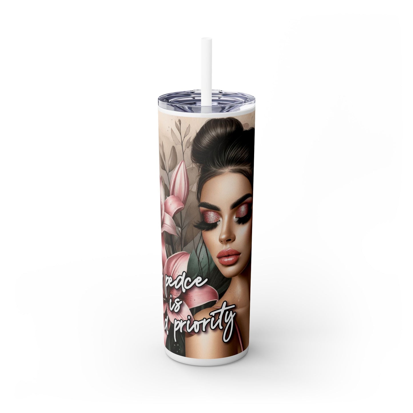 Tropical Tumbler with Caucasian Women and Calle Lilly Design #14 Affirmations, 20oz