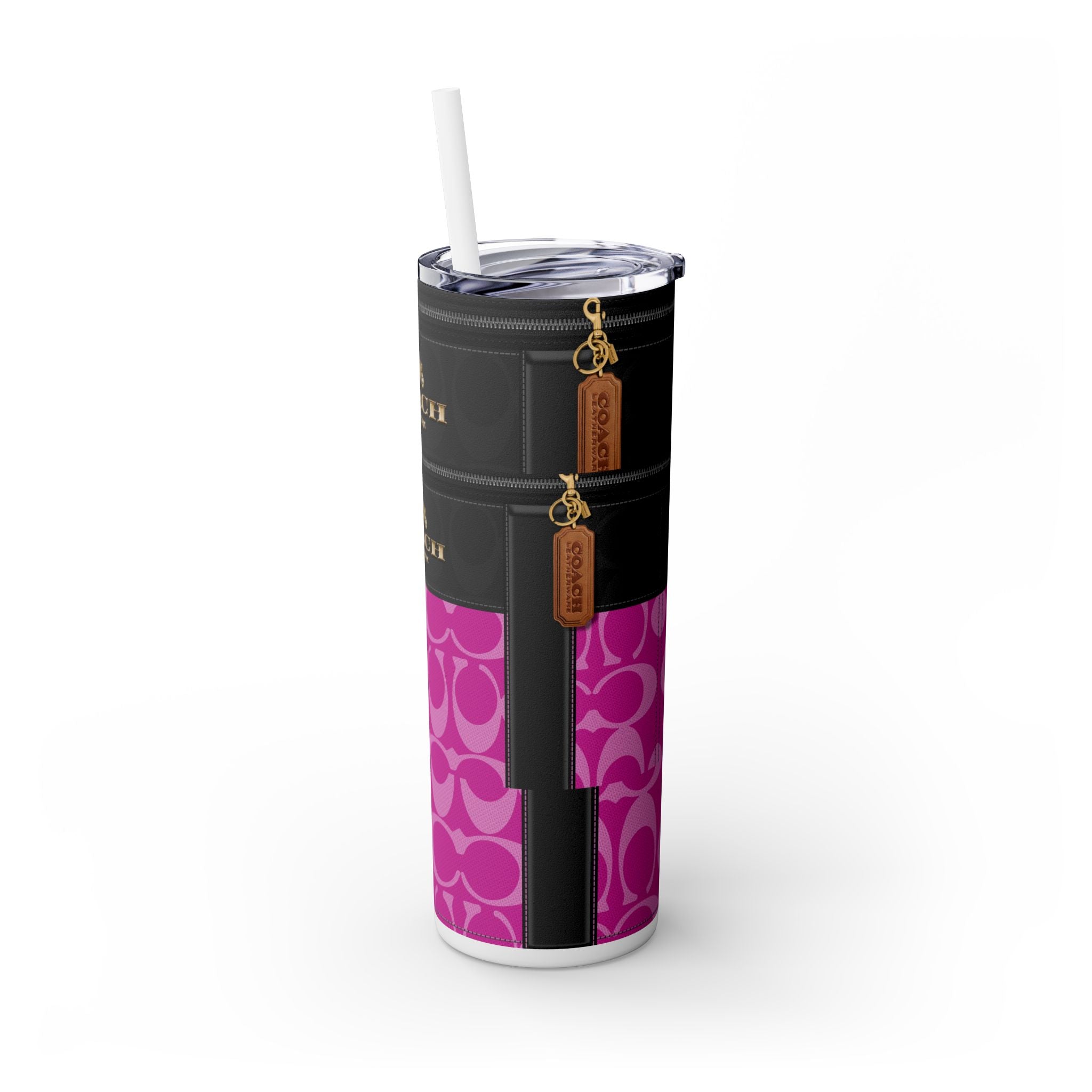 Coach Pink Purse -Skinny Tumbler with Straw, 20oz
