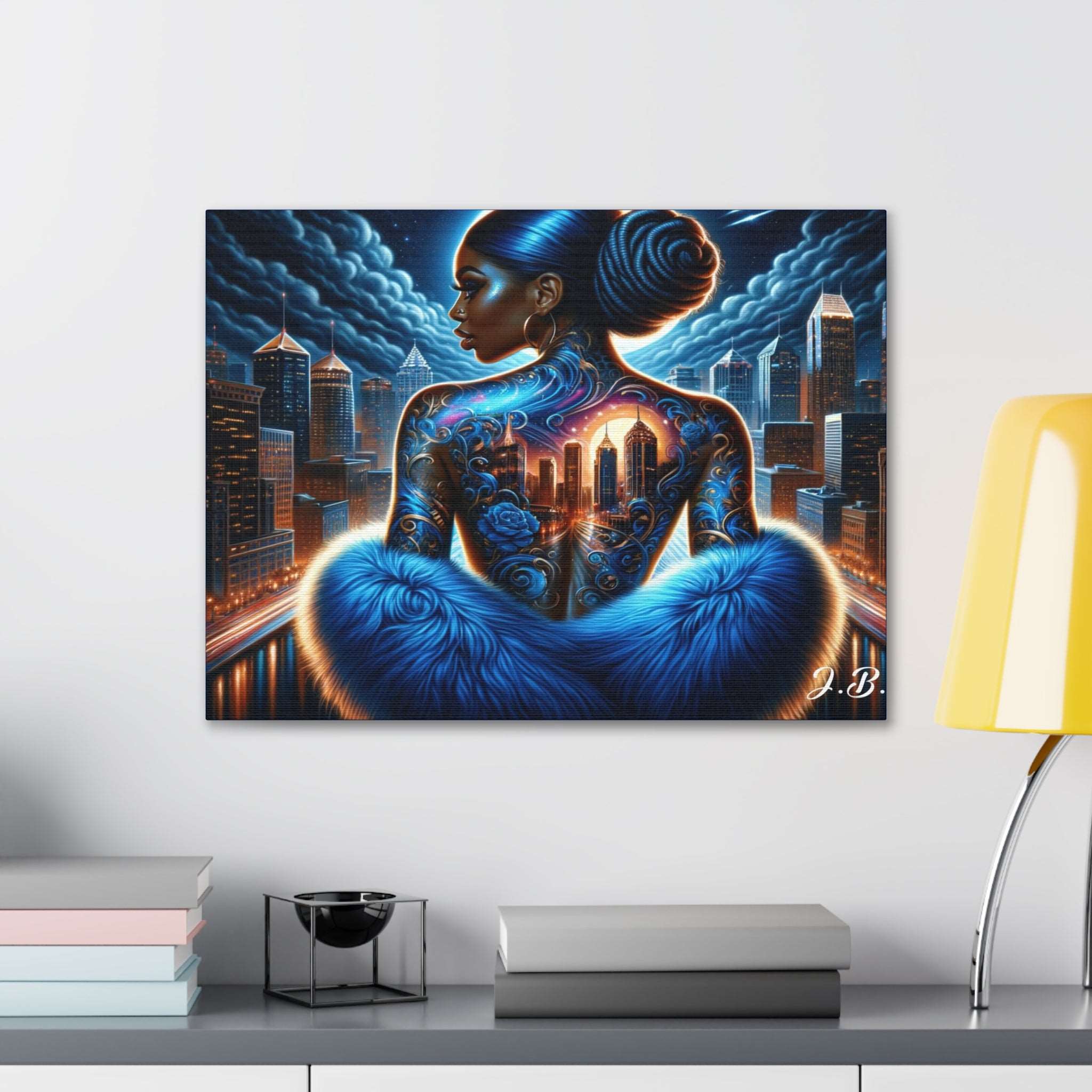 a painting of a man sitting on a bench 