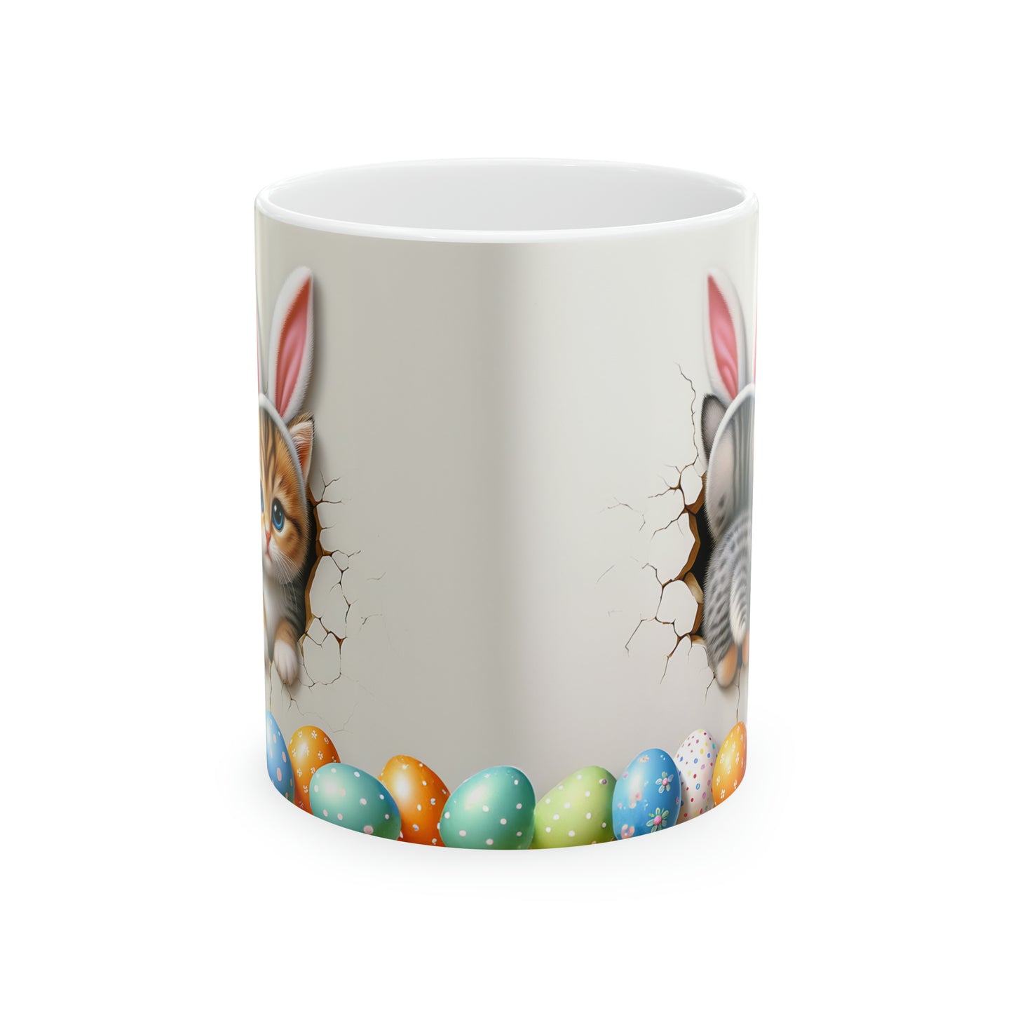 Easter Kitten 3D, Easter Bunny, Easter Peek A Boo Design #6, Easter 2024, Ceramic Mug, 11oz