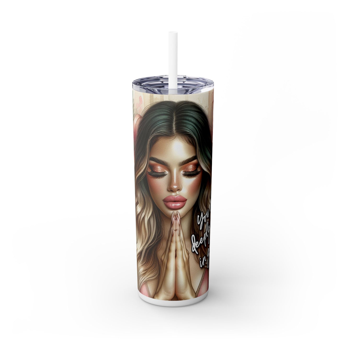 Tropical Tumbler with Caucasian Women and Calle Lilly Design #16 Affirmations, 20oz