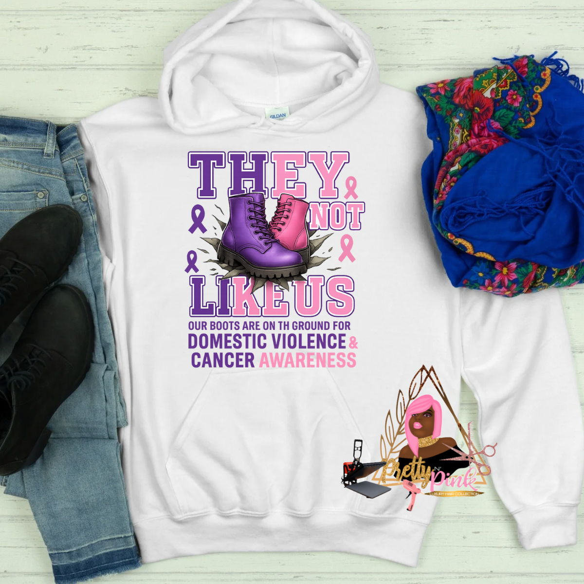 Cancer Awareness Shirts:

“Unisex black cancer awareness shirt with pink ribbon design”

“Close-up of breast cancer awareness tee – wear hope, fight cancer”

“Group wearing matching cancer awareness shirts at charity walk”

“Cancer survivor wearing personalized awareness t-shirt”

Domestic Violence Awareness Hoodies:

“Purple hoodie with domestic violence awareness slogan and ribbon”

“Back view of hoodie with empowering message to support survivors”

“Model wearing Stop Domestic Violence hoodie in casual s