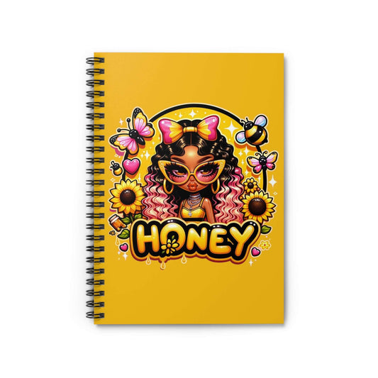 Honey Spiral Notebook - Ruled Line, Cute African American Notebook | Paper products | Home & Living, Journals, Journals & Notebooks, Notebooks, Paper, Spiral, Stationery | Printify