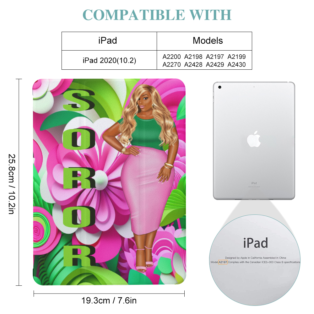 AKA Pink and Green Stand iPad Case with Apple Pencil Holder