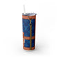 Louie Blue Skinny Tumbler with Straw, 20oz, Purse Tumbler