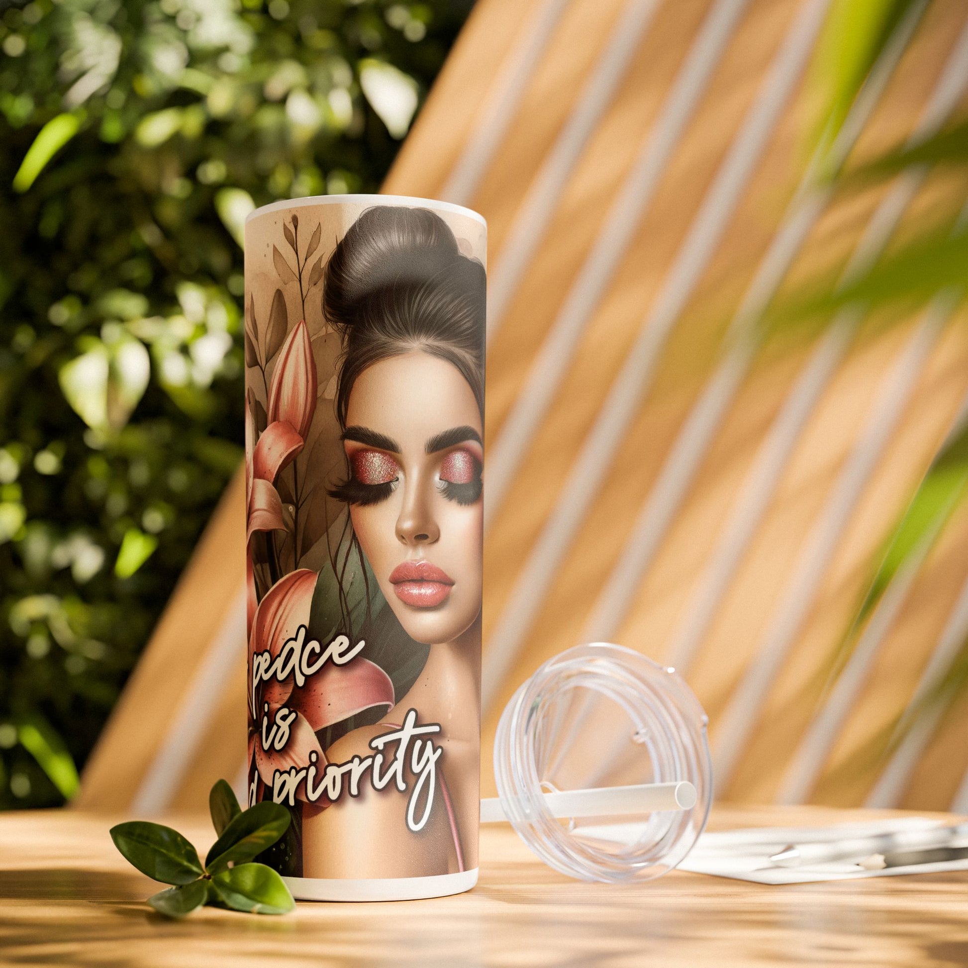 Tropical Tumbler with Caucasian Women and Calle Lilly Design #14 Affirmations, 20oz | Mug | 20oz Tumbler, affirmation, affirmation tumbler, African American Art, african american tumbler, Black Women, Calle Lilly Design, Caucasian, Caucasian Women, Coffee Lover Gift, Gift for Her, Gift Idea, Personalized Cup, Printed Tumbler, Skinny Tumbler, Stylish Tumbler, Trendy Drinkware, Unique Tumbler | Printify