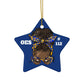 Blue & Yellow OES Ceramic Ornament - Order of the Eastern Star Christmas Gift Exchange