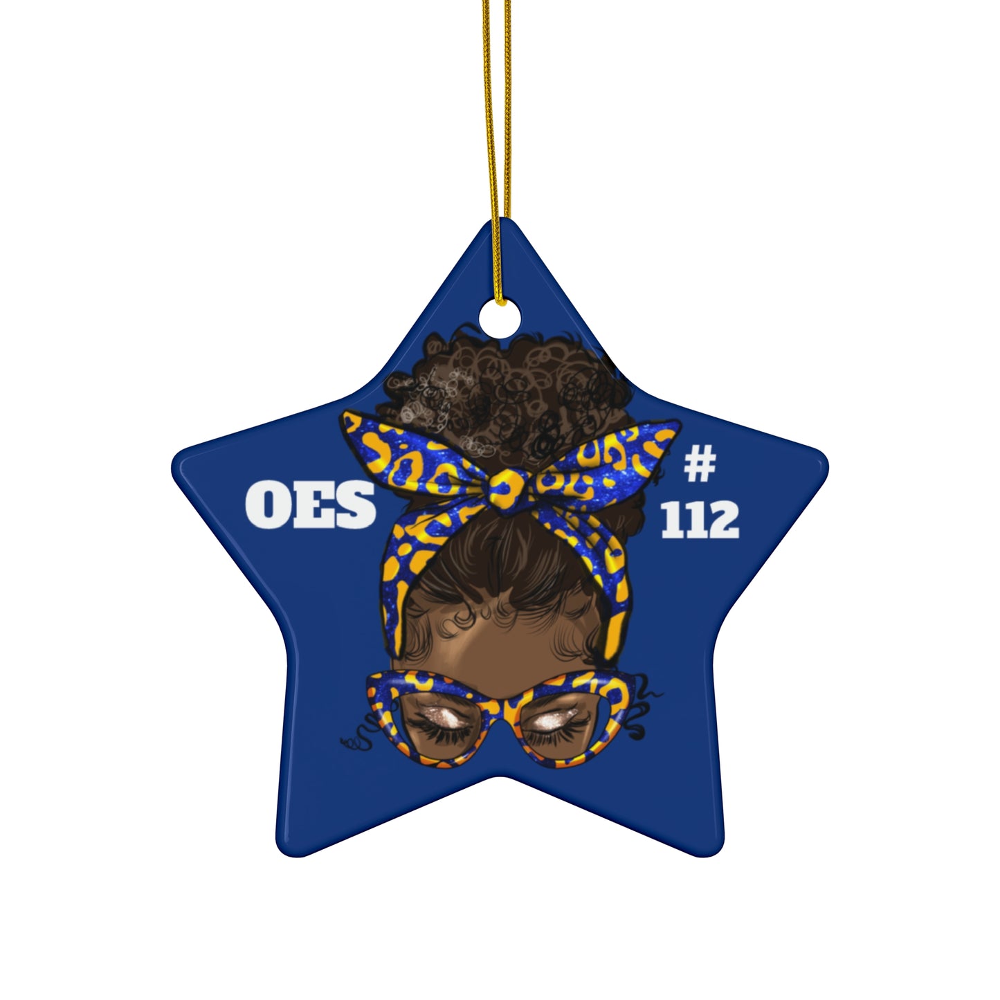 Blue & Yellow OES Ceramic Ornament - Order of the Eastern Star Christmas Gift Exchange