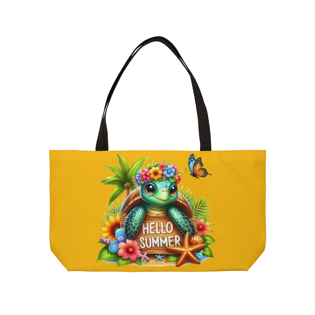 Hello Summer Turtle Weekender Tote Bag | Fun Beach Travel Bag