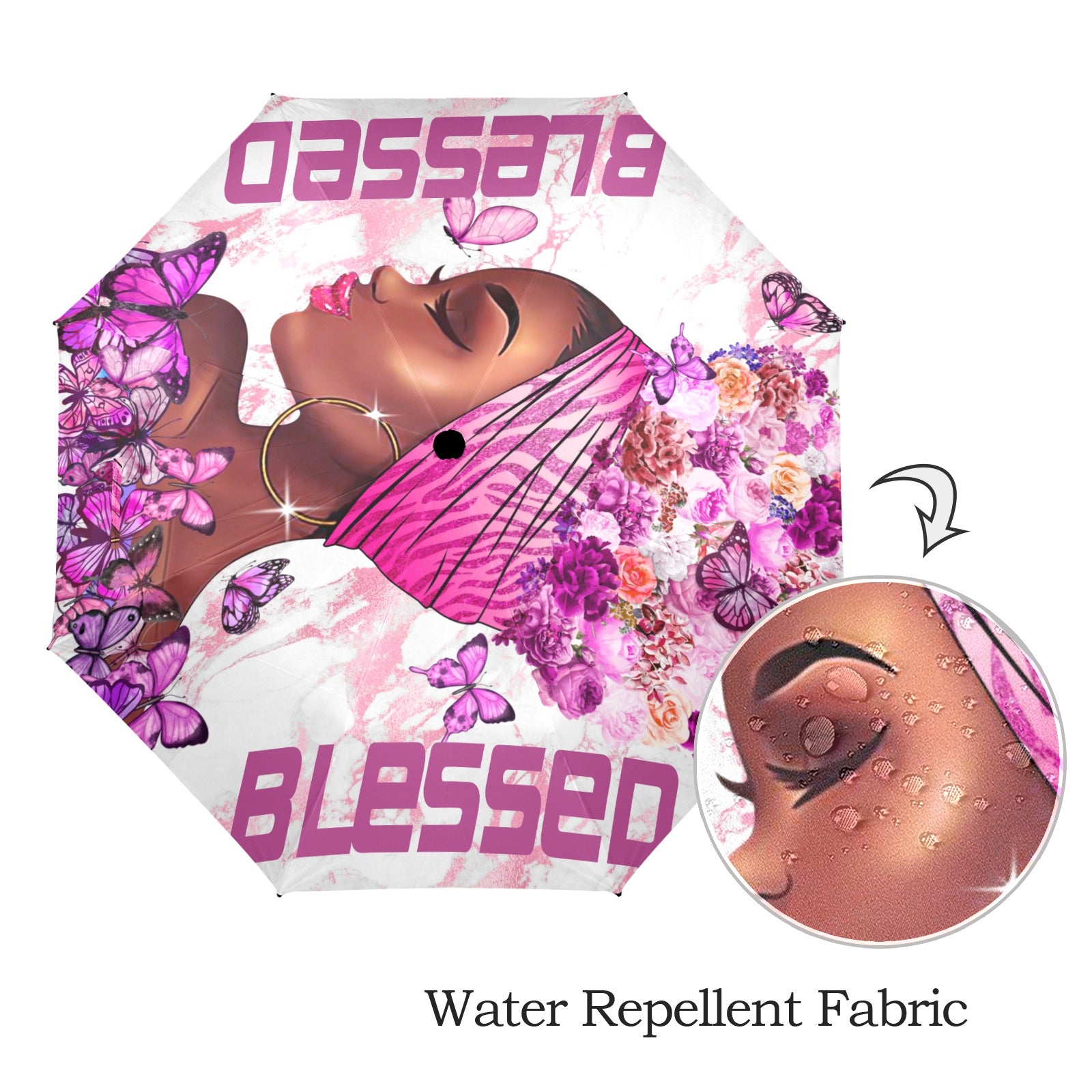 Blessed Purple Umbrella Semi-Automatic Foldable Umbrella (Model U12)