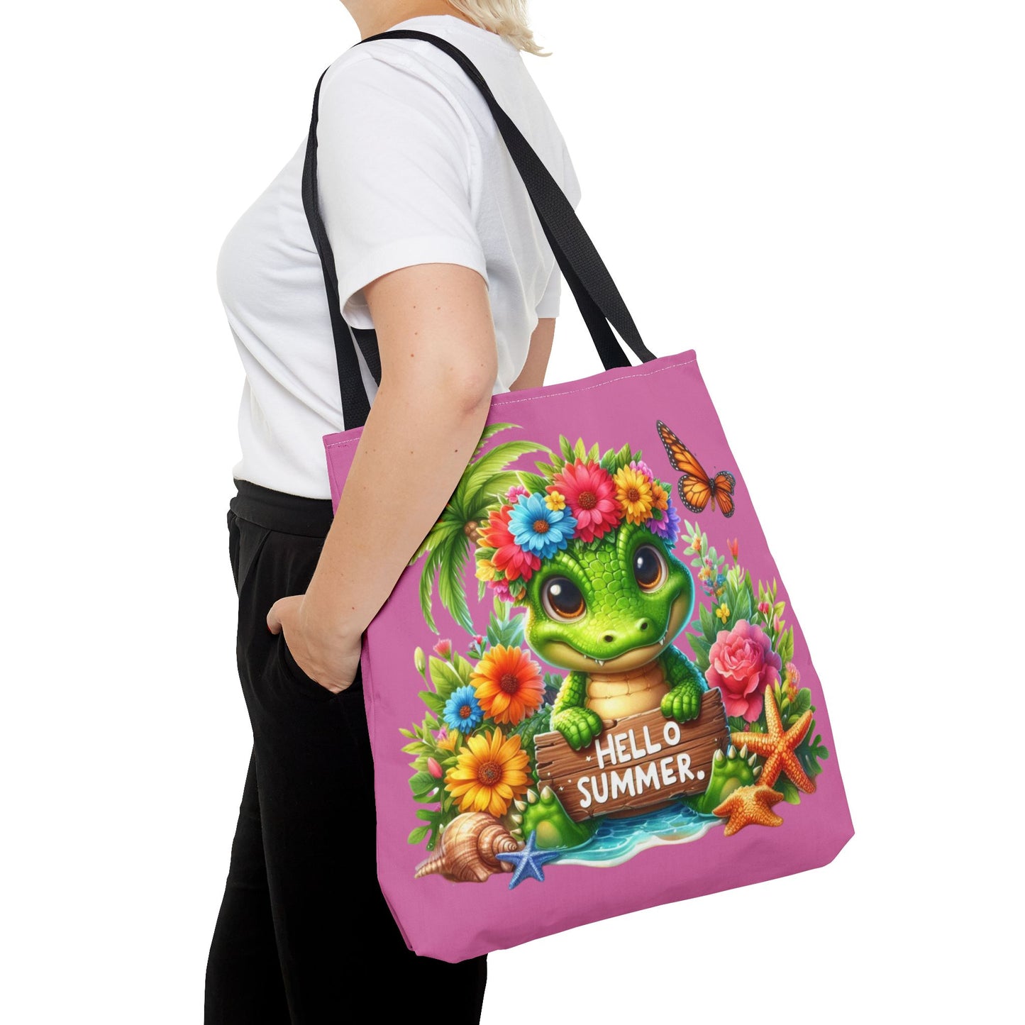 Hello Summer Cute Frog Tote Bag - Vibrant Beach Style for Summer Fun
