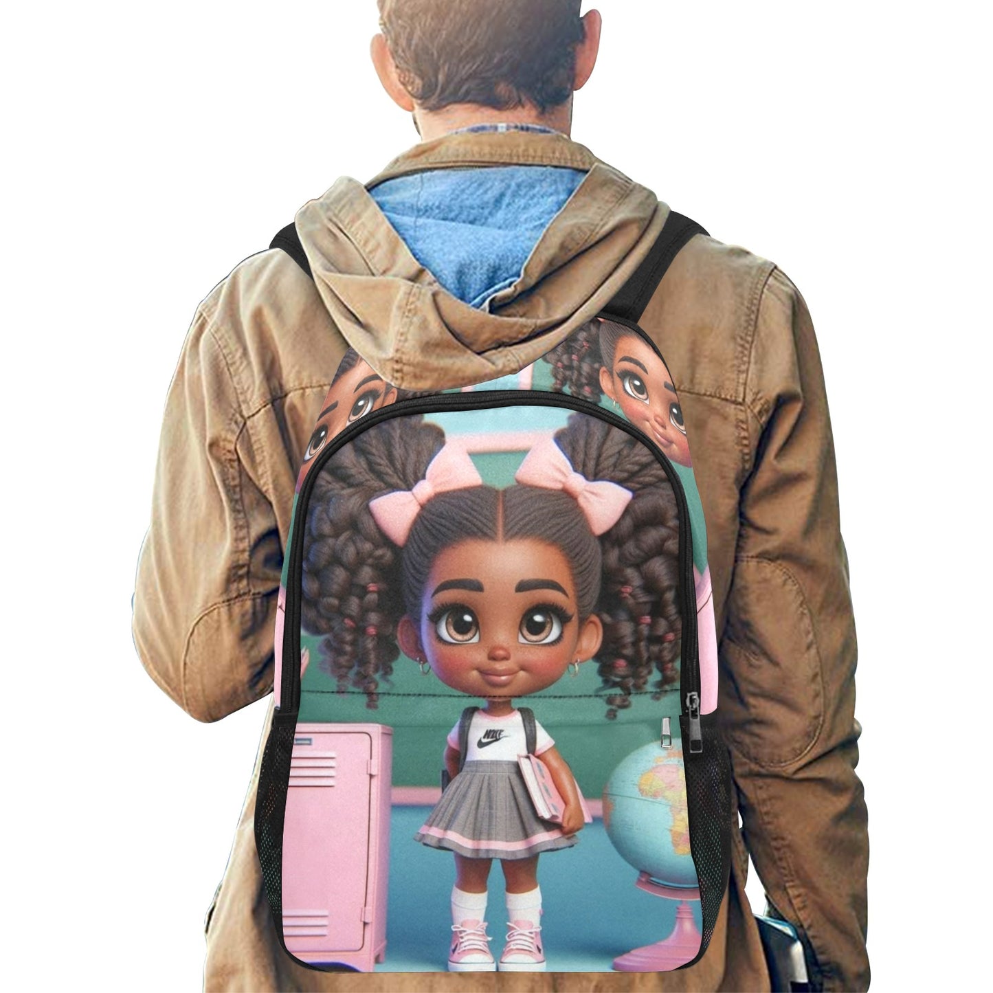 AA Girl by Lockers Backpack Fabric Backpack with Side Mesh Pockets