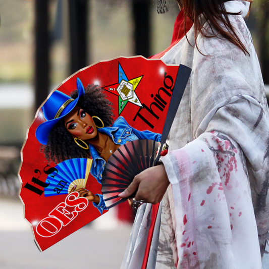 Red & Black It's an OES Thing, Sisterhood, OES, Soror, Sorority, Masonry, Mason Hand-held Folding Fan