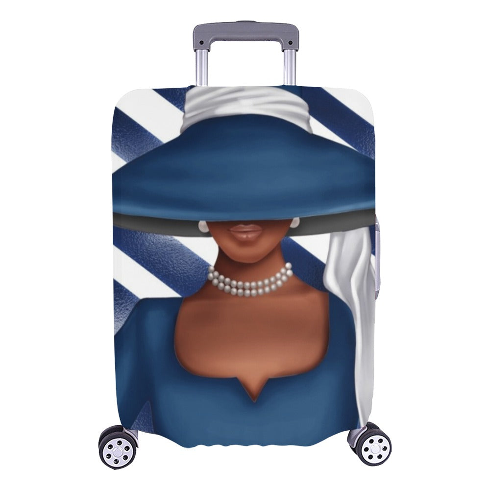 Blue & White Striped Church Lady Luggage Cover Luggage Cover/Large 26"-28" | Luggage Cover (Large) | e-joyer