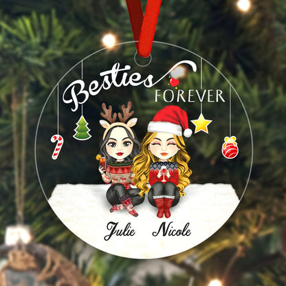 Besties Forever Custom Engraved Ornaments Christmas Tree Decoration Gifts for Firends | Inkedjoy