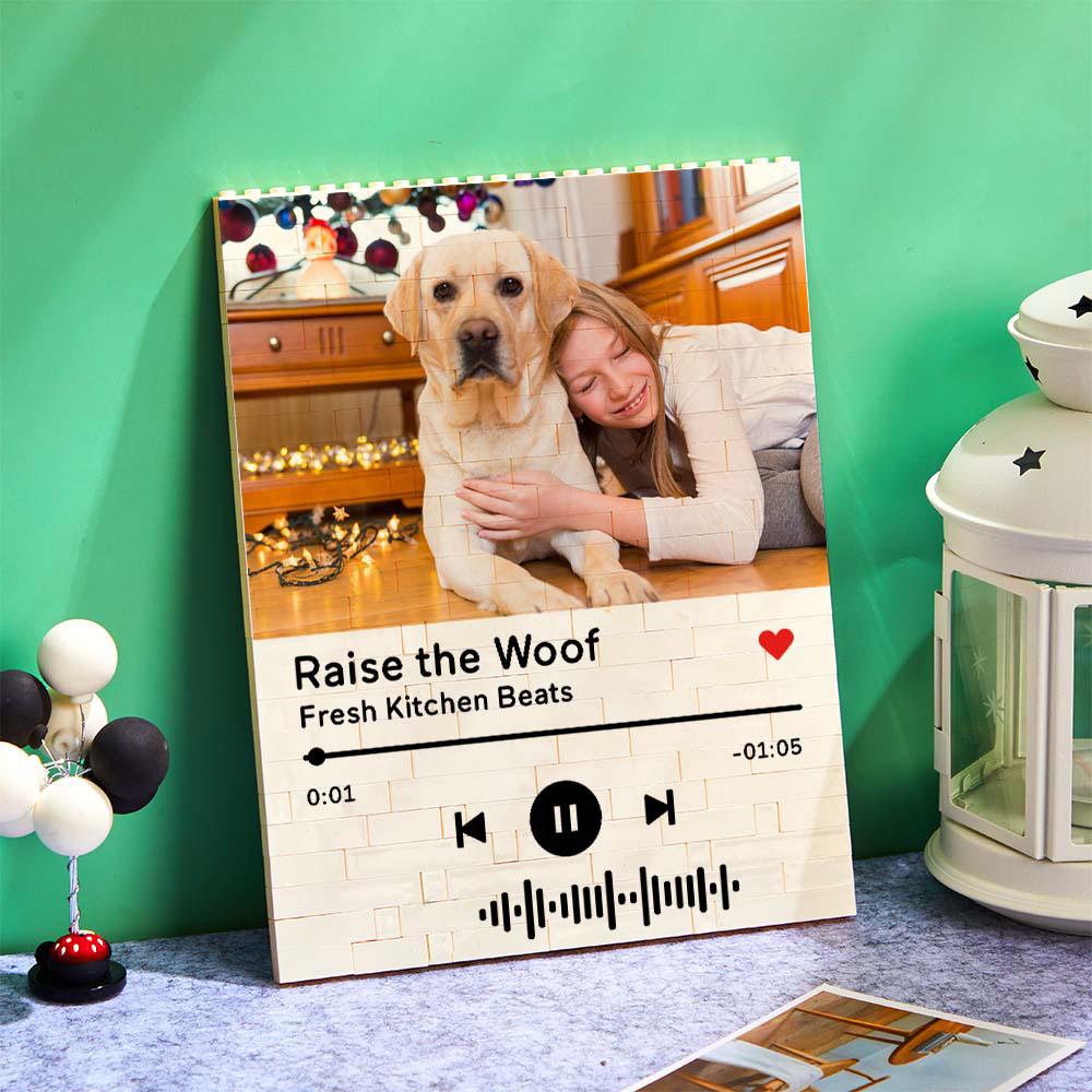 Personalized Building Brick Photo Block with Music Code